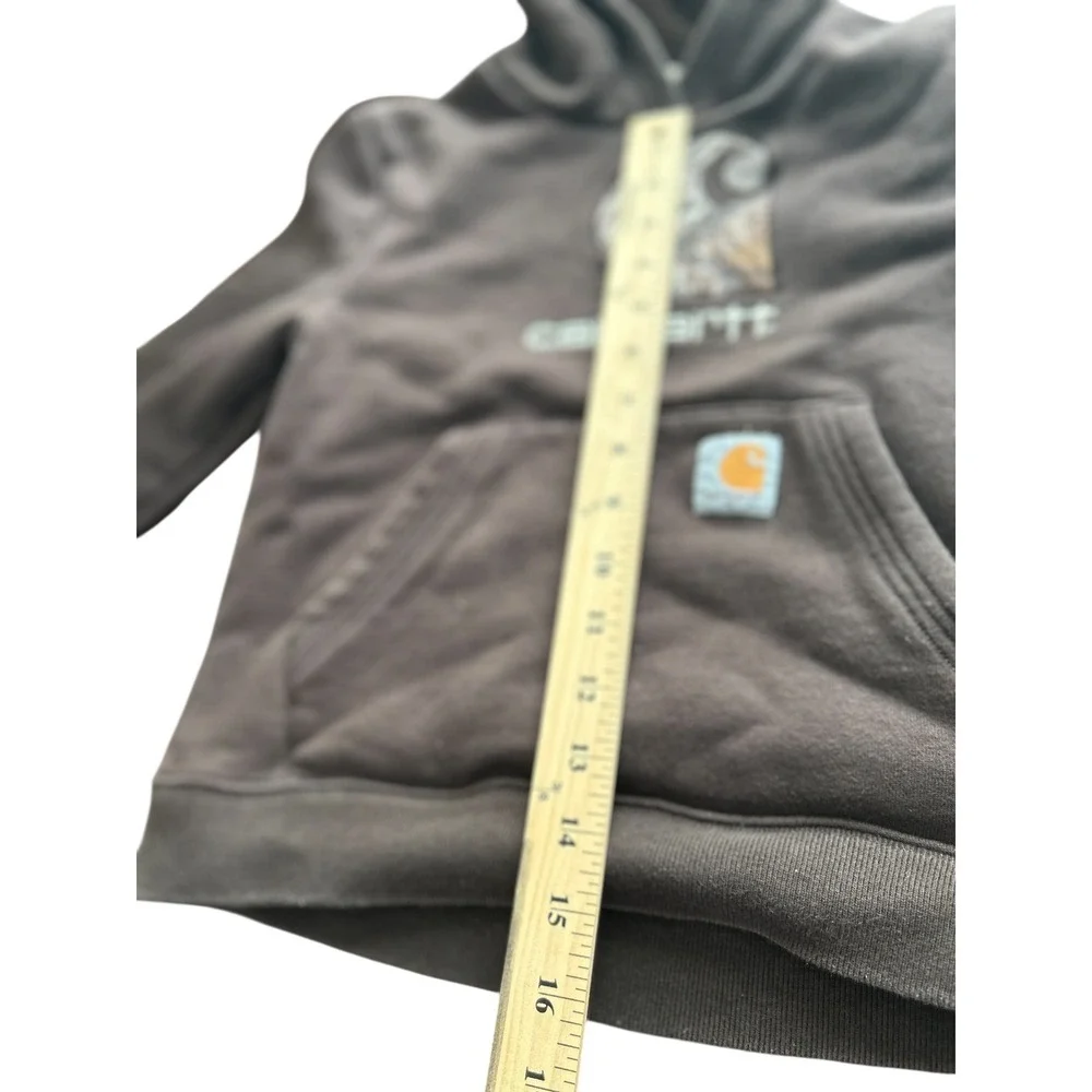 Kids Carhartt Camo Logo Hoodie Brown Size 7 Pullover Sweatshirt‎